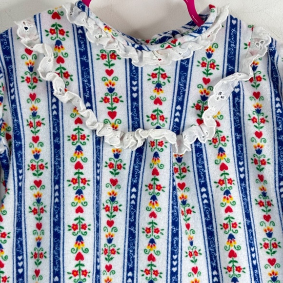 VTG 90s LANZ of Salzburg Flannel Nightgown 4T Hearts Lace Christmas Cottage Cozy - Picture 2 of 8